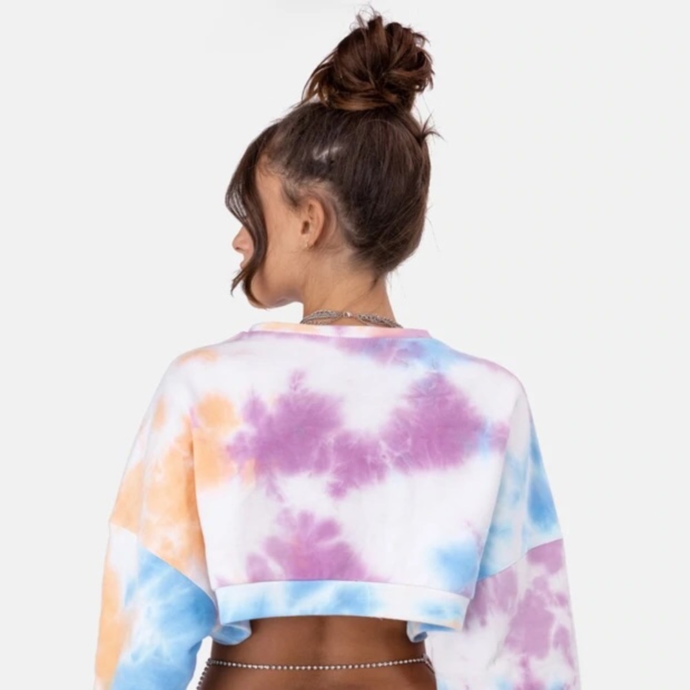 ADIKA SPLASH TIE-DYE CROPPED SWEATSHIRT NWT SZ MED - Picture 3 of 4